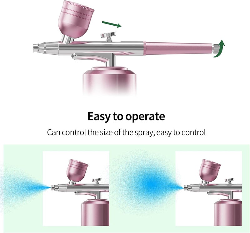 CBVCBV Airbrush Kit with Compressor Portable Airbrush Kit 48PSI High-Pressure Non-Clogging Air Brush Set Cordless Rechargeable with 0.3mm Nozzle and Cleaning Brush for Painting,Nail Art, Makeup (pink) - Image 4